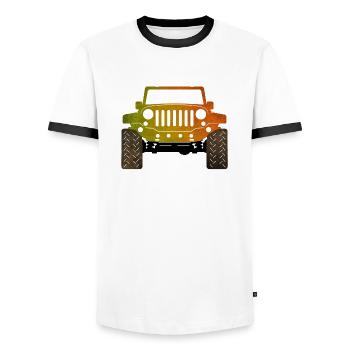 Jeep - Men's Ringer Shirt - white/black - Front - AI Model Female 172 light (172cm) & AI Model Male 178 dark (178cm)