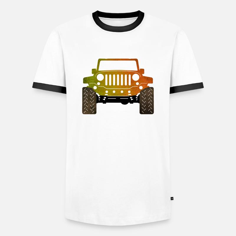 Jeep - Männer Kontrast-T-Shirt - Weiß/Schwarz