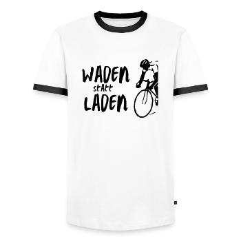Waden statt laden - Männer Kontrast-T-Shirt - Weiß/Schwarz - Vorne - AI Model Female 172 light (172cm) & AI Model Male 178 dark (178cm)