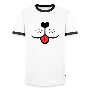 Tierschnautze mit herausgestreckter Zunge - Männer Kontrast-T-Shirt - Weiß/Schwarz - Vorne - AI Model Female 172 light (172cm) & AI Model Male 178 dark (178cm)