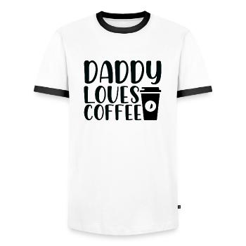 Daddy loves Coffee - Men's Ringer Shirt - white/black - Front - AI Model Female 172 light (172cm) & AI Model Male 178 dark (178cm)
