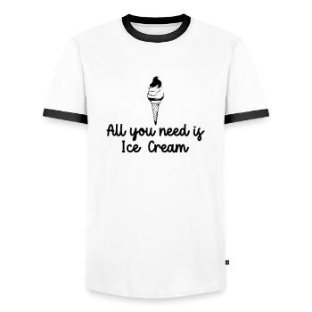 all you need is ice cream - Men's Ringer Shirt - white/black - Front - AI Model Female 172 light (172cm) & AI Model Male 178 dark (178cm)