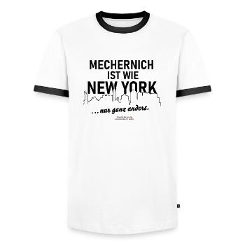 Mechernich - Männer Kontrast-T-Shirt - Weiß/Schwarz - Vorne - AI Model Female 172 light (172cm) & AI Model Male 178 dark (178cm)