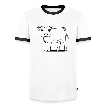 cow cute animal farm animals funny cows new 11 - Men's Ringer Shirt - white/black - Front - AI Model Female 172 light (172cm) & AI Model Male 178 dark (178cm)