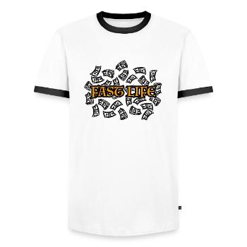 Vie rapide - T-shirt contrasté Homme - blanc/noir - Devant - AI Model Female 172 light (172cm) & AI Model Male 178 dark (178cm)