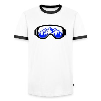 Ski goggles - Men's Ringer Shirt - white/black - Front - AI Model Female 172 light (172cm) & AI Model Male 178 dark (178cm)