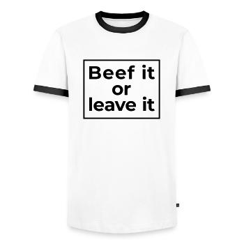 beef it or leave it - Männer Kontrast-T-Shirt - Weiß/Schwarz - Vorne - AI Model Female 172 light (172cm) & AI Model Male 178 dark (178cm)