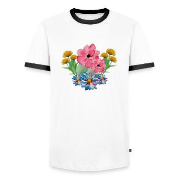 Blumenstrauß schöne Blumen Wasserfarben - Männer Kontrast-T-Shirt - Weiß/Schwarz - Vorne - AI Model Female 172 light (172cm) & AI Model Male 178 dark (178cm)