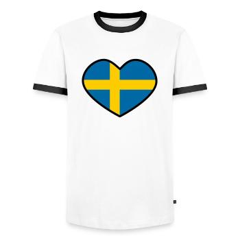 Cœur de Suède - T-shirt contrasté Homme - blanc/noir - Devant - AI Model Female 172 light (172cm) & AI Model Male 178 dark (178cm)
