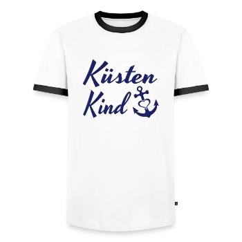 Küsten Kind Küsten Kind. Meer norddeutsch Hamburg - Männer Kontrast-T-Shirt - Weiß/Schwarz - Vorne - AI Model Female 172 light (172cm) & AI Model Male 178 dark (178cm)