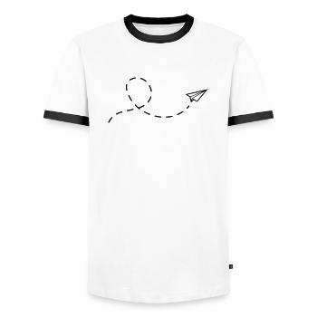 avion en papier - T-shirt contrasté Homme - blanc/noir - Devant - AI Model Female 172 light (172cm) & AI Model Male 178 dark (178cm)