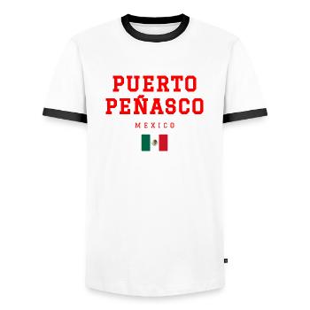 Puerto Penasco, Mexique - T-shirt contrasté Homme - blanc/noir - Devant - AI Model Female 172 light (172cm) & AI Model Male 178 dark (178cm)