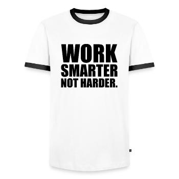 Work Smarter Not Harder Motivational - Men's Ringer Shirt - white/black - Front - AI Model Female 172 light (172cm) & AI Model Male 178 dark (178cm)