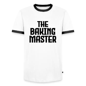 Printflow ''Le maître boulanger'' - T-shirt contrasté Homme - blanc/noir - Devant - AI Model Female 172 light (172cm) & AI Model Male 178 dark (178cm)