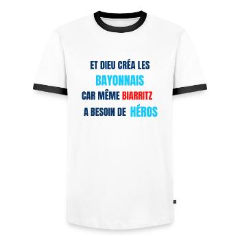 Bayonne - T-shirt contrasté Homme - blanc/noir - Devant - AI Model Female 172 light (172cm) & AI Model Male 178 dark (178cm)