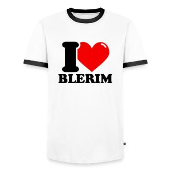 J'adore le prénom blerim - T-shirt contrasté Homme - blanc/noir - Devant - AI Model Female 172 light (172cm) & AI Model Male 178 dark (178cm)