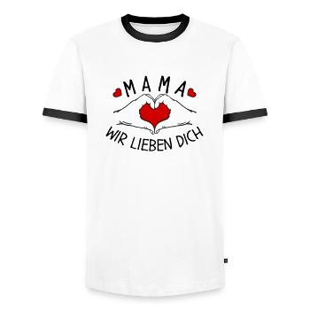 Mama wir lieben Dich - Männer Kontrast-T-Shirt - Weiß/Schwarz - Vorne - AI Model Female 172 light (172cm) & AI Model Male 178 dark (178cm)