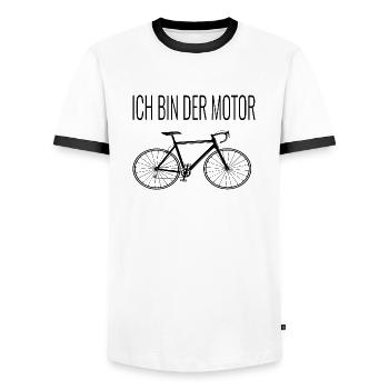Ich bin der Motor Spruch Fahrrad - Männer Kontrast-T-Shirt - Weiß/Schwarz - Vorne - AI Model Female 172 light (172cm) & AI Model Male 178 dark (178cm)