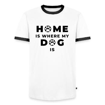 Home is where my Dog is - Saying Paw Dog Paw - Men's Ringer Shirt - white/black - Front - AI Model Female 172 light (172cm) & AI Model Male 178 dark (178cm)