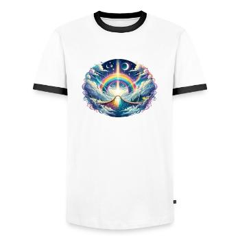 Monde de rêve avec arc-en-ciel et ciel étoilé - T-shirt contrasté Homme - blanc/noir - Devant - AI Model Female 172 light (172cm) & AI Model Male 178 dark (178cm)