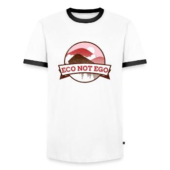 Eco not Ego - Männer Kontrast-T-Shirt - Weiß/Schwarz - Vorne - AI Model Female 172 light (172cm) & AI Model Male 178 dark (178cm)