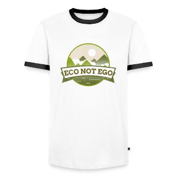 Umweltschutz, Öko statt Ego - Männer Kontrast-T-Shirt - Weiß/Schwarz - Vorne - AI Model Female 172 light (172cm) & AI Model Male 178 dark (178cm)