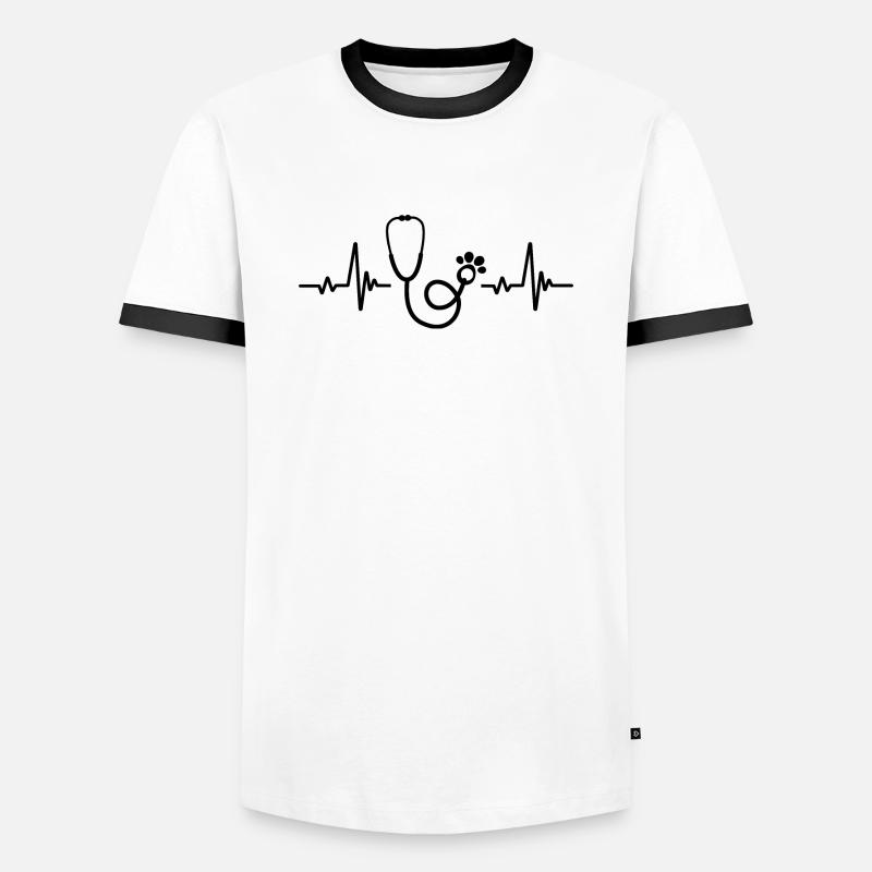 Stethoskop-Pulsfrequenz - Tierarzt - Männer Kontrast-T-Shirt - Weiß/Schwarz