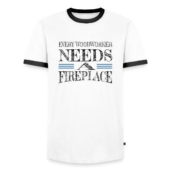 quote construction carpenter carpentry lumberman - Männer Kontrast-T-Shirt - Weiß/Schwarz - Vorne - AI Model Female 172 light (172cm) & AI Model Male 178 dark (178cm)