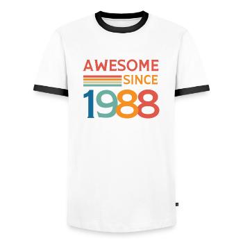 Awesome since 1988 - T-shirt contrasté Homme - blanc/noir - Devant - AI Model Female 172 light (172cm) & AI Model Male 178 dark (178cm)