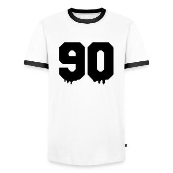 90 - T-shirt contrasté Homme - blanc/noir - Devant - AI Model Female 172 light (172cm) & AI Model Male 178 dark (178cm)