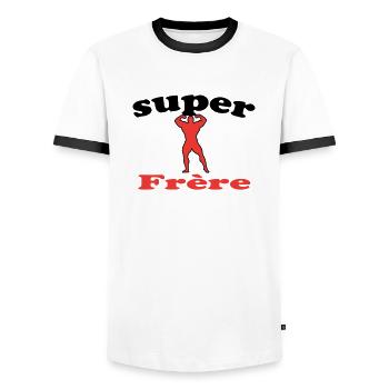 SUPER Frère - T-shirt contrasté Homme - blanc/noir - Devant - AI Model Female 172 light (172cm) & AI Model Male 178 dark (178cm)