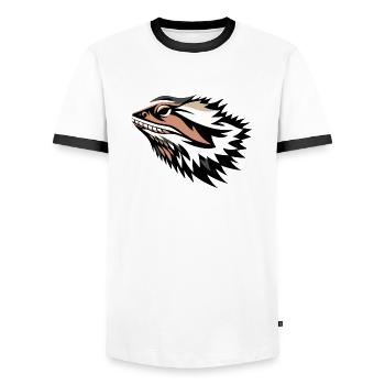 Bearded dragon - Men's Ringer Shirt - white/black - Front - AI Model Female 172 light (172cm) & AI Model Male 178 dark (178cm)
