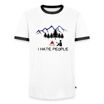i hate people 002 - Männer Kontrast-T-Shirt - Weiß/Schwarz - Vorne - AI Model Female 172 light (172cm) & AI Model Male 178 dark (178cm)