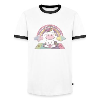 licorne de yoga - T-shirt contrasté Homme - blanc/noir - Devant - AI Model Female 172 light (172cm) & AI Model Male 178 dark (178cm)
