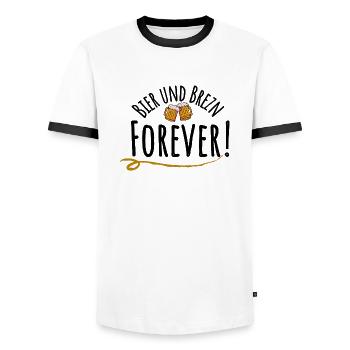 Beer and pretzels forever! - Men's Ringer Shirt - white/black - Front - AI Model Female 172 light (172cm) & AI Model Male 178 dark (178cm)
