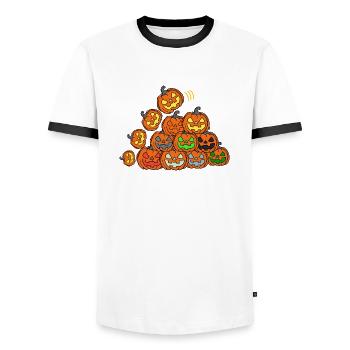 Pumpkin Tower - Men's Ringer Shirt - white/black - Front - AI Model Female 172 light (172cm) & AI Model Male 178 dark (178cm)