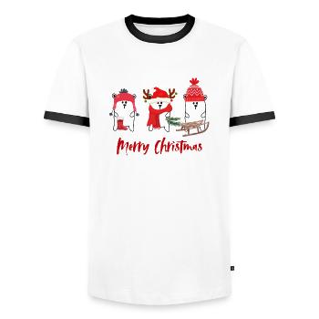 Merry Christmas - Männer Kontrast-T-Shirt - Weiß/Schwarz - Vorne - AI Model Female 172 light (172cm) & AI Model Male 178 dark (178cm)