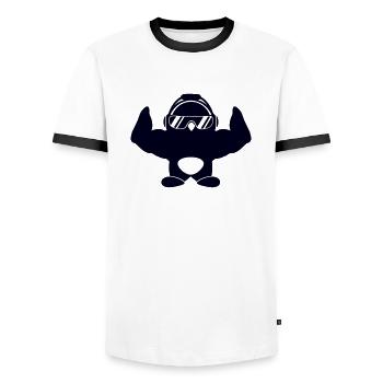 Penguin Bodybuilder Lunettes de soleil Casque Muscles - T-shirt contrasté Homme - blanc/noir - Devant - AI Model Female 172 light (172cm) & AI Model Male 178 dark (178cm)