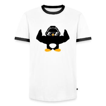 Penguin Bodybuilder Lunettes de soleil Casque Muscles - T-shirt contrasté Homme - blanc/noir - Devant - AI Model Female 172 light (172cm) & AI Model Male 178 dark (178cm)