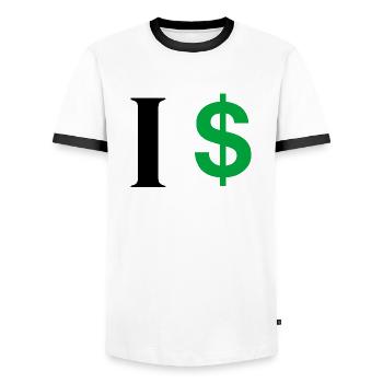 Lettre i dollar - T-shirt contrasté Homme - blanc/noir - Devant - AI Model Female 172 light (172cm) & AI Model Male 178 dark (178cm)