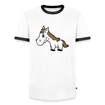 Pferd Süß Pony Fohlen Pferdemädchen Niedlich Comic - Männer Kontrast-T-Shirt - Weiß/Schwarz - Vorne - AI Model Female 172 light (172cm) & AI Model Male 178 dark (178cm)