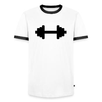 Hantel - Bodybuilding - Männer Kontrast-T-Shirt - Weiß/Schwarz - Vorne - AI Model Female 172 light (172cm) & AI Model Male 178 dark (178cm)