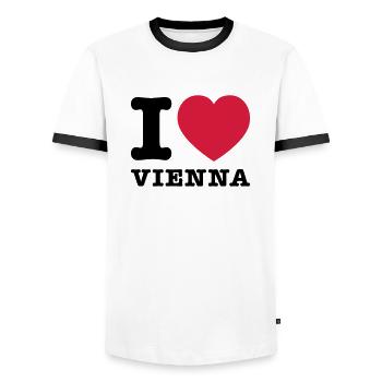 I Love Vienna 2 - Men's Ringer Shirt - white/black - Front - AI Model Female 172 light (172cm) & AI Model Male 178 dark (178cm)