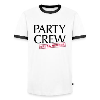 Party Crew - already Drunk Member * Hangover team - Men's Ringer Shirt - white/black - Front - AI Model Female 172 light (172cm) & AI Model Male 178 dark (178cm)