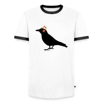 Headphones Headphones notes Raven Bird - Men's Ringer Shirt - white/black - Front - AI Model Female 172 light (172cm) & AI Model Male 178 dark (178cm)