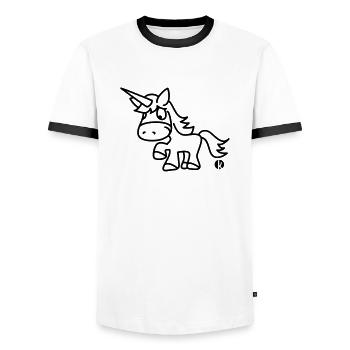 Einhorn - Unicorn - Men's Ringer Shirt - white/black - Front - AI Model Female 172 light (172cm) & AI Model Male 178 dark (178cm)