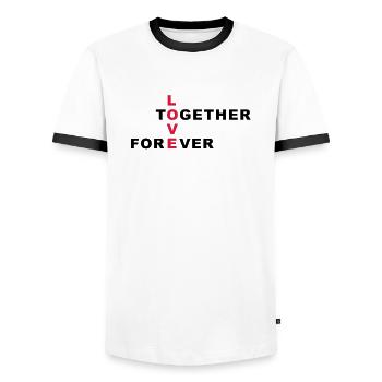 Love together forever - Männer Kontrast-T-Shirt - Weiß/Schwarz - Vorne - AI Model Female 172 light (172cm) & AI Model Male 178 dark (178cm)