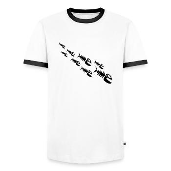 Fish Bone Monsters - Männer Kontrast-T-Shirt - Weiß/Schwarz - Vorne - AI Model Female 172 light (172cm) & AI Model Male 178 dark (178cm)