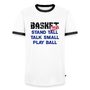 basketball 05 - Men's Ringer Shirt - white/black - Front - AI Model Female 172 light (172cm) & AI Model Male 178 dark (178cm)
