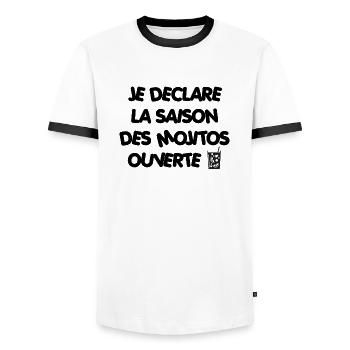 I DECLARE THE MOJITOS SEASON OPEN - Men's Ringer Shirt - white/black - Front - AI Model Female 172 light (172cm) & AI Model Male 178 dark (178cm)